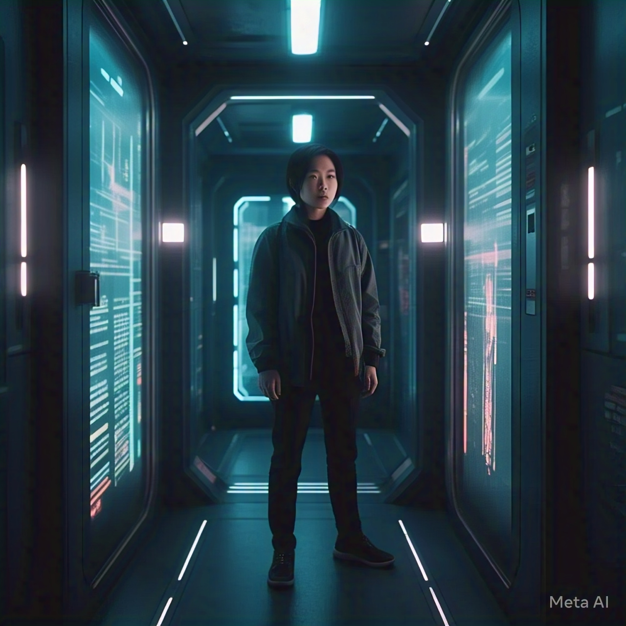 a_person_standing_in_front_of_two